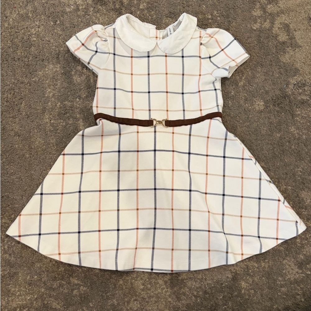 Janie and Jack Plaid Pink, White and Brown Kids Dress